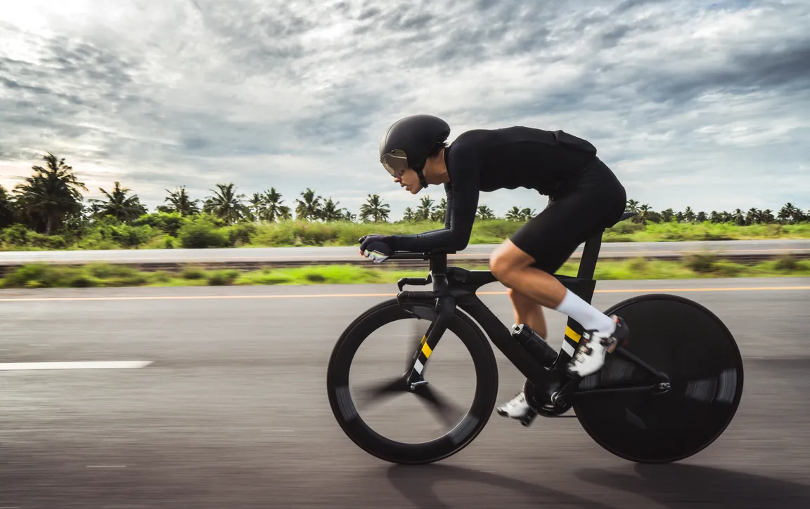Cyclist in time trial position